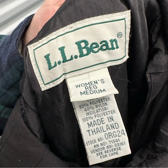 Vintage 90s LL Bean black quilted knee length jacket womens M - Picture 4 of 4